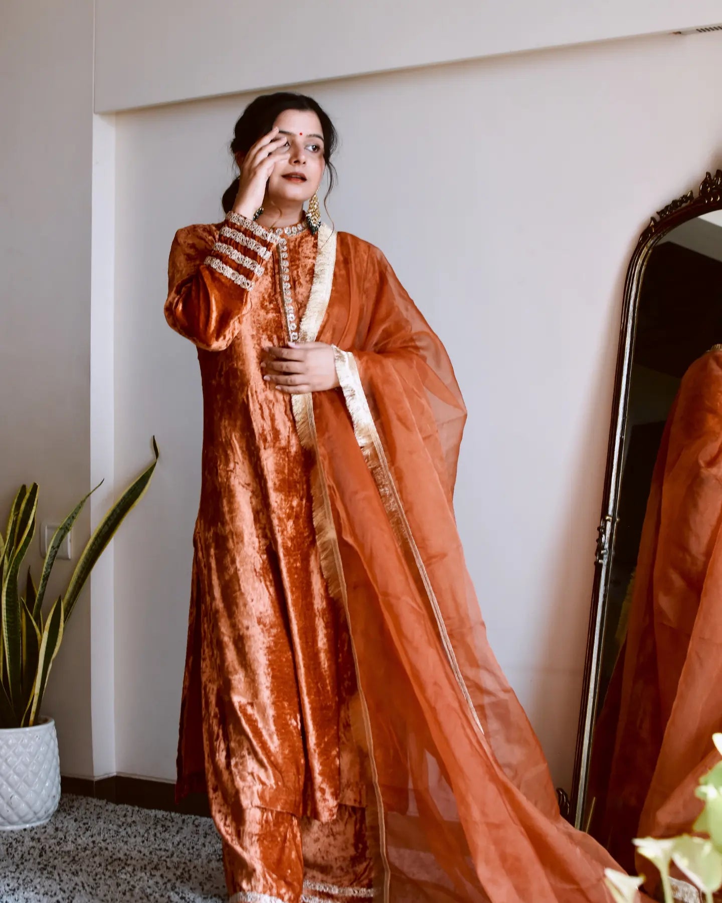 Orange 2025 velvet suit