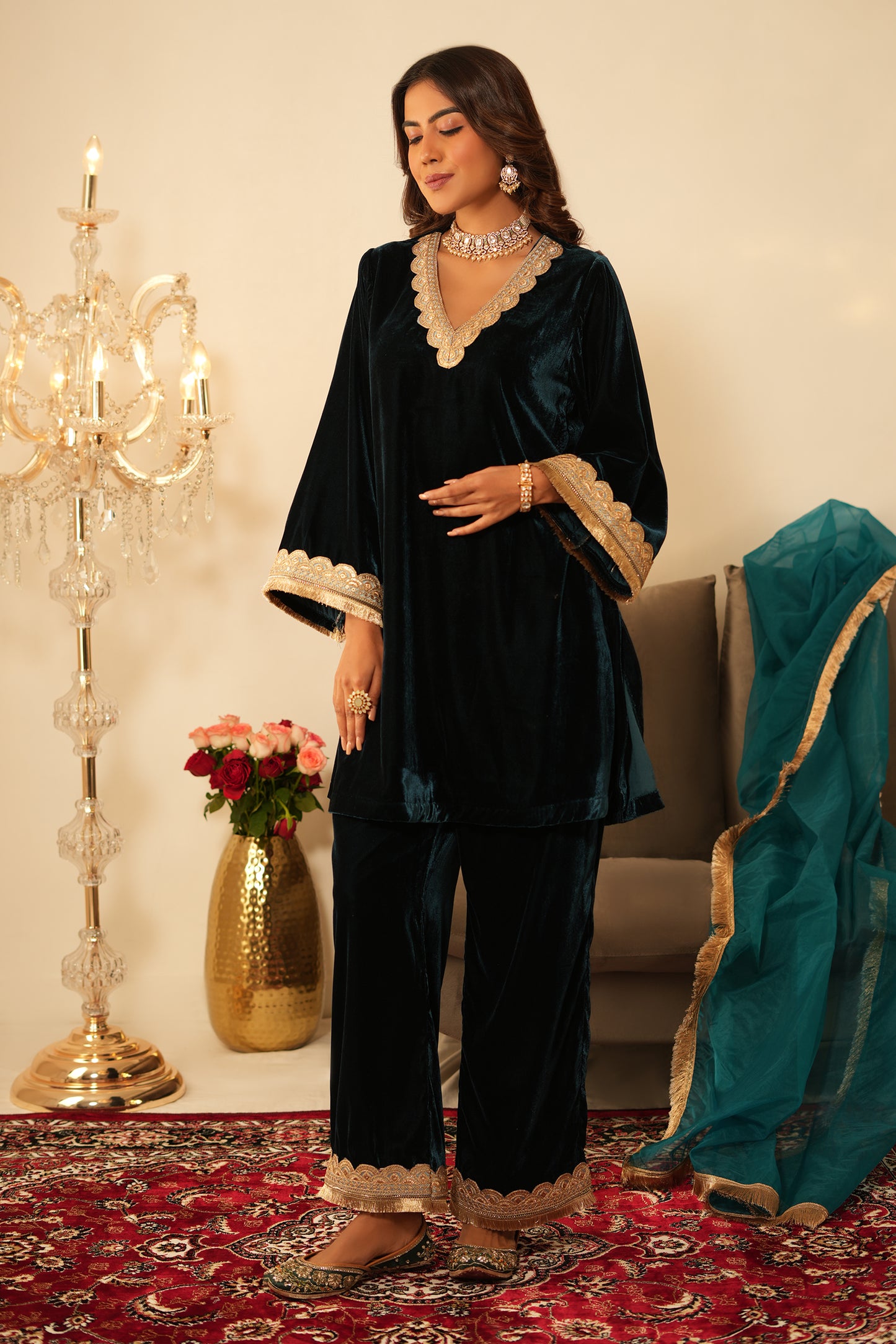 NIDA BLUE Velvet CO-ORD SET