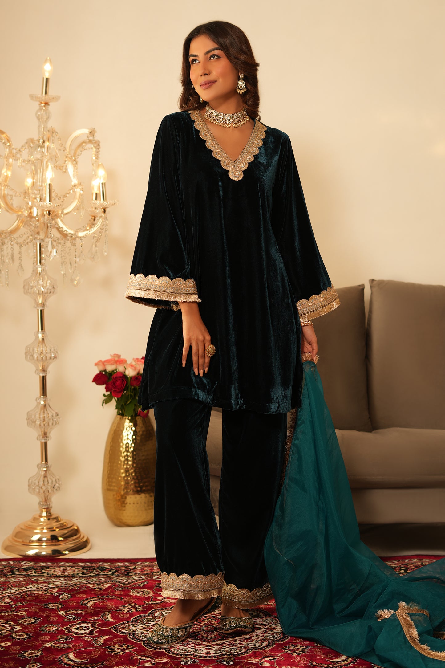 NIDA BLUE Velvet CO-ORD SET