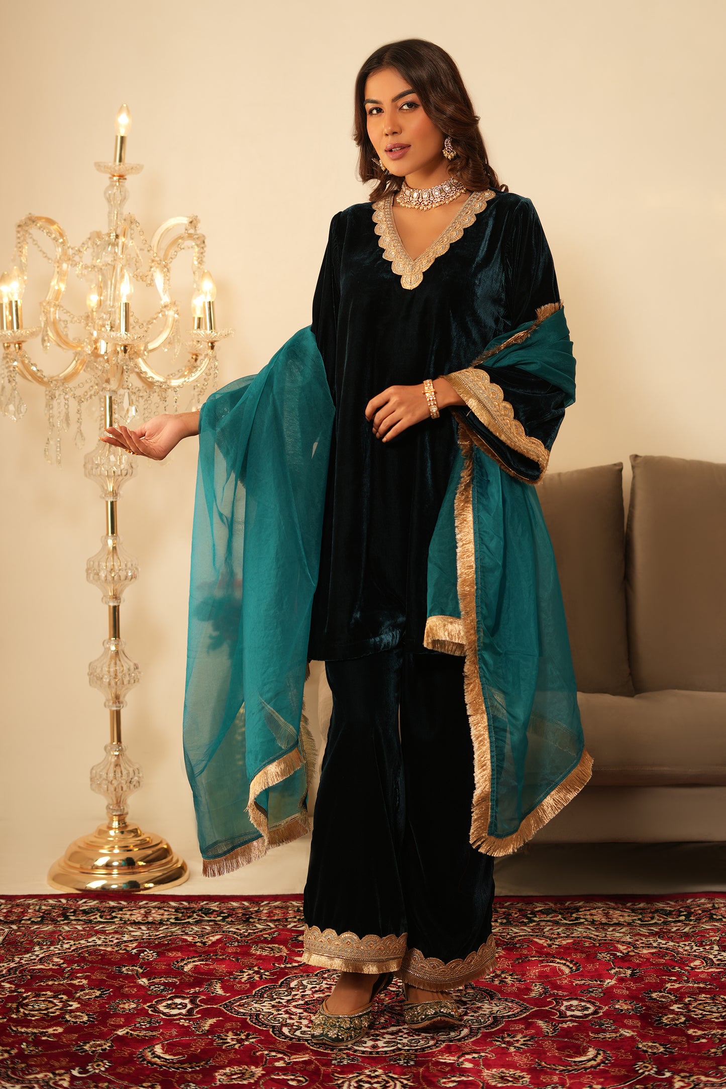 NIDA BLUE Velvet CO-ORD SET